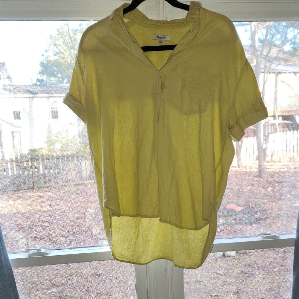 Madewell Yellow Popover Shirt Sz Small